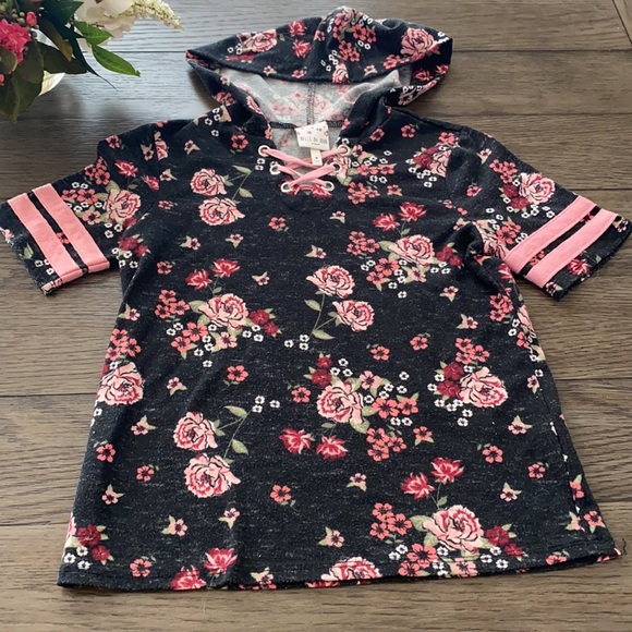 Girls medium Belle du Jour hooded floral top - Picture 3 of 5